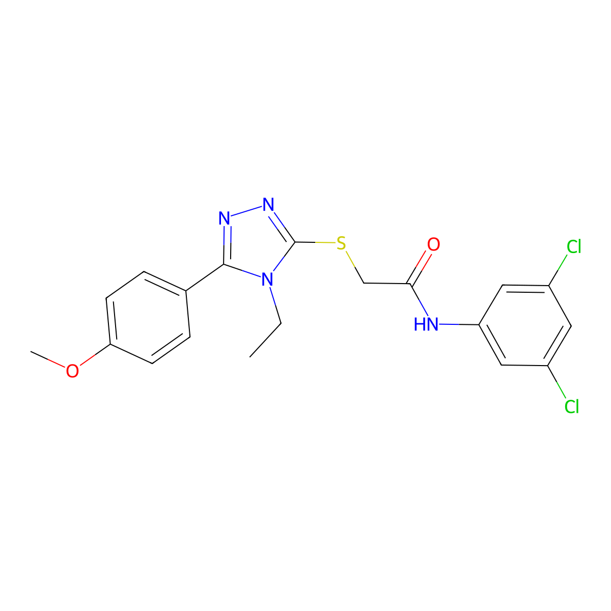 N-(3,5-dichlorophenyl)-2-[[4-ethyl-5-(4-methoxyphenyl)-1,2,4-triazol-3-yl]sulfanyl]acetamide molecular structure, CAS 693795-32-3