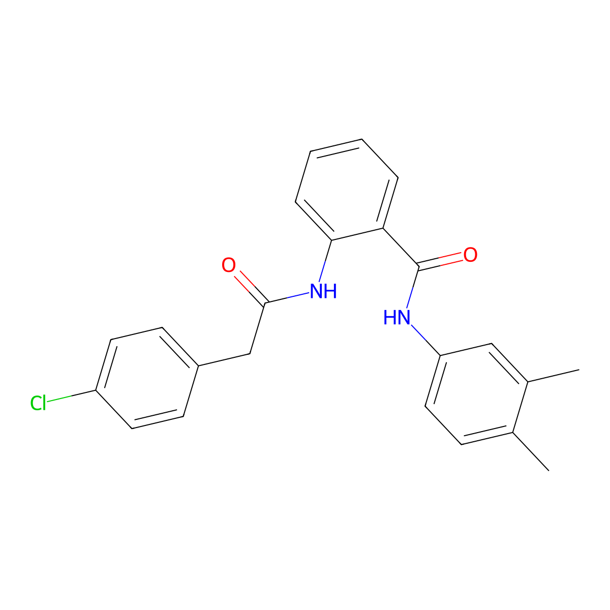 2-[[2-(4-chlorophenyl)acetyl]amino]-N-(3,4-dimethylphenyl)benzamide molecular structure, CAS 693795-36-7