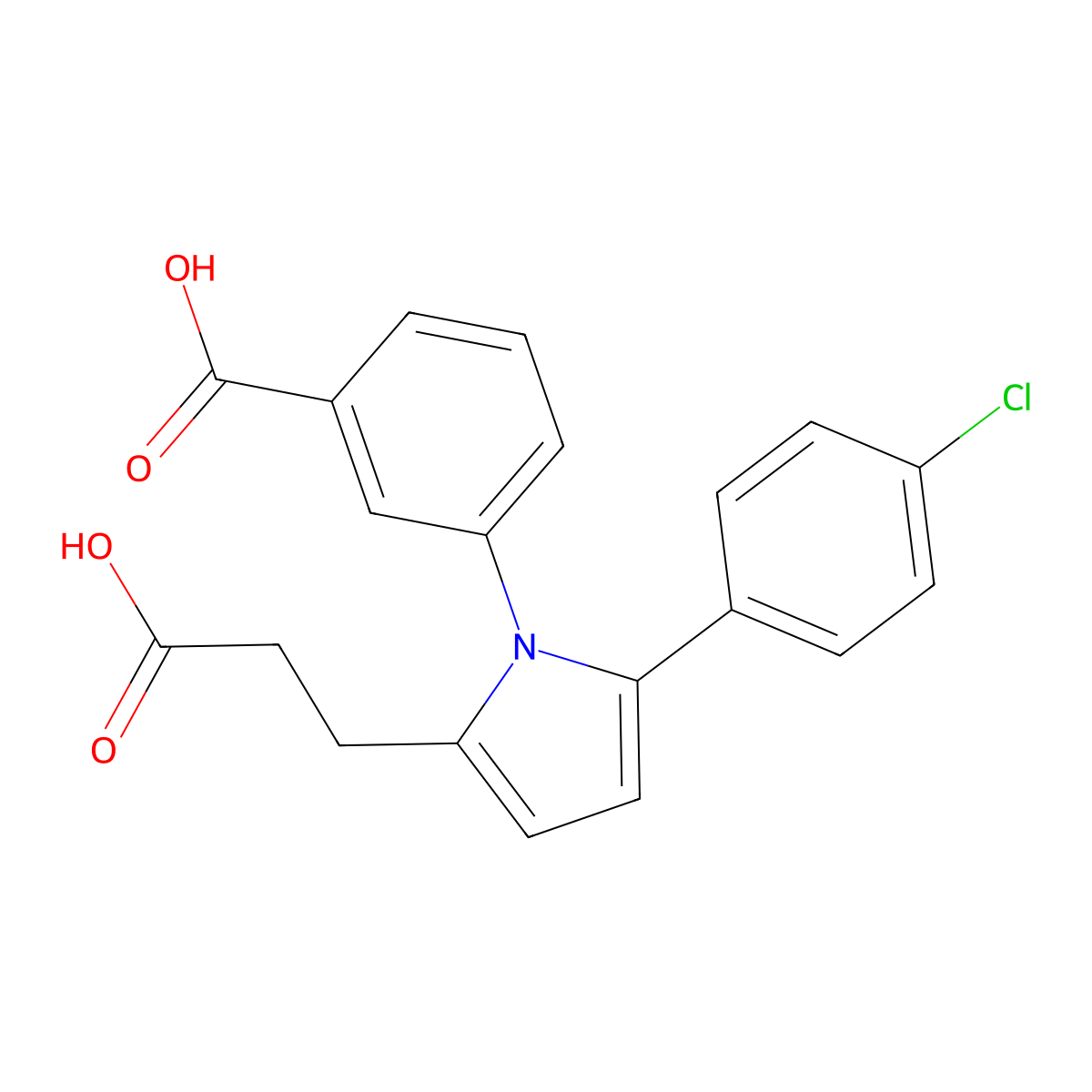 3-[2-(2-carboxyethyl)-5-(4-chlorophenyl)-1H-pyrrol-1-yl]benzoic acid molecular structure, CAS 693795-49-2