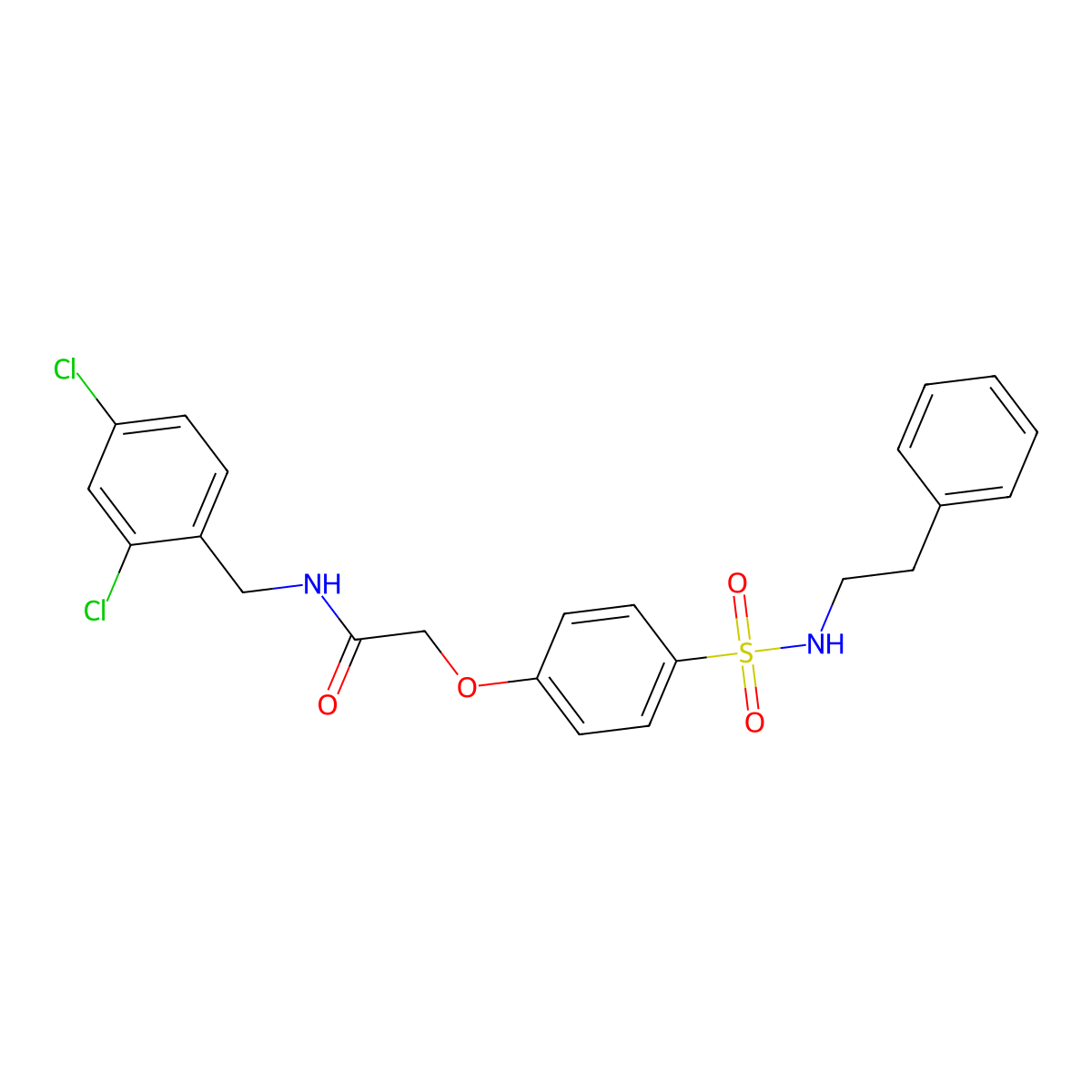 N-(2,4-dichlorobenzyl)-2-(4-{[(2-phenylethyl)amino]sulfonyl}phenoxy)acetamide molecular structure, CAS 693795-56-1