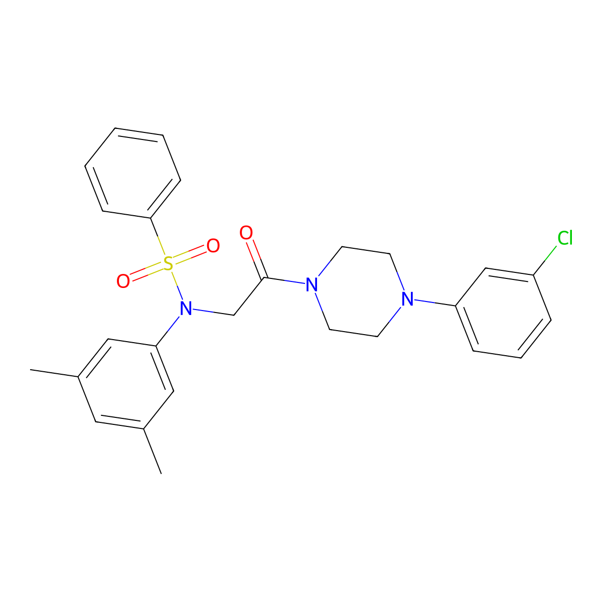 N-[2-[4-(3-chlorophenyl)piperazin-1-yl]-2-oxoethyl]-N-(3,5-dimethylphenyl)benzenesulfonamide molecular structure, CAS 693795-58-3