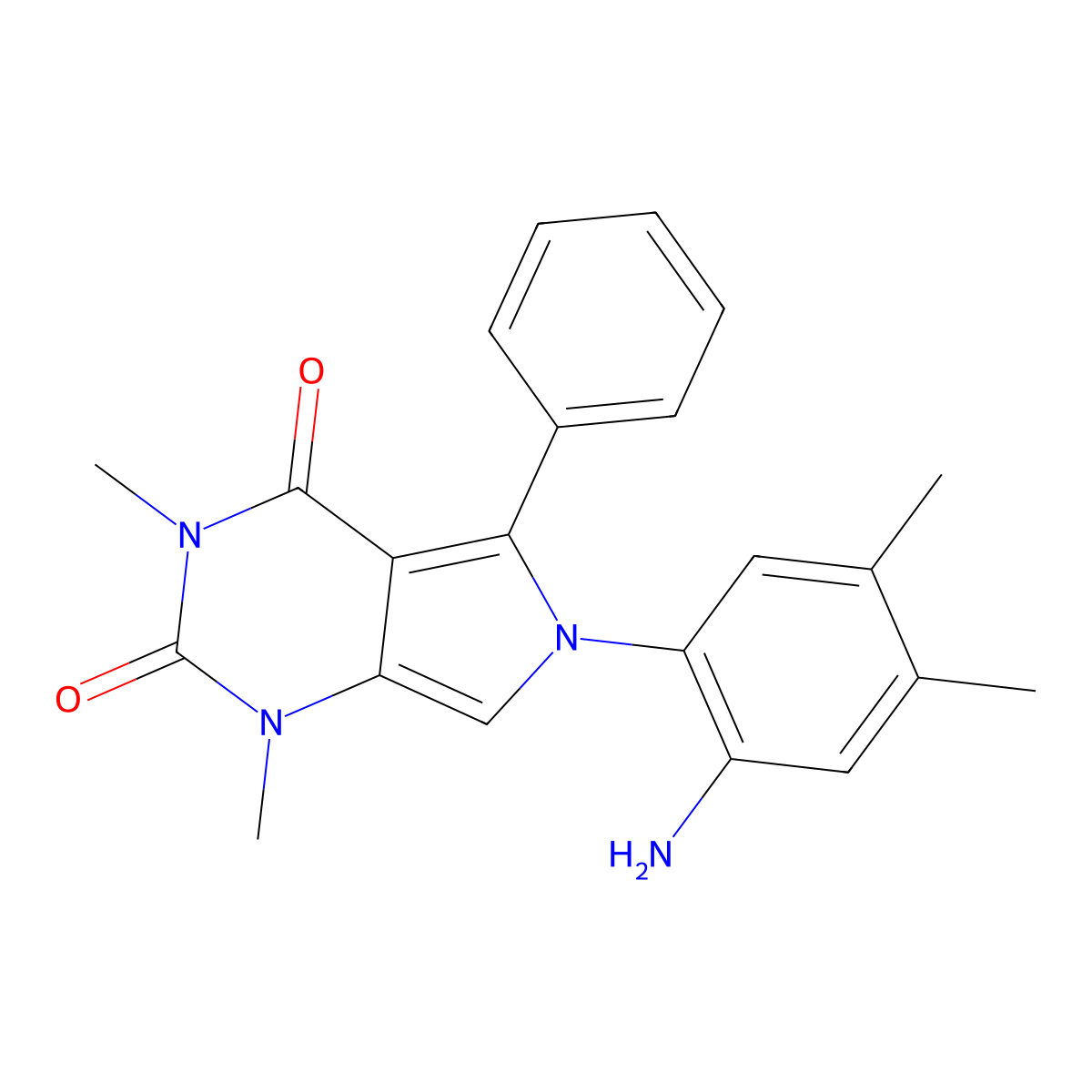 6-(2-Amino-4,5-dimethylphenyl)-1,3-dimethyl-5-phenylpyrrolo[3,4-d]pyrimidine-2,4-dione molecular structure, CAS 693795-68-5