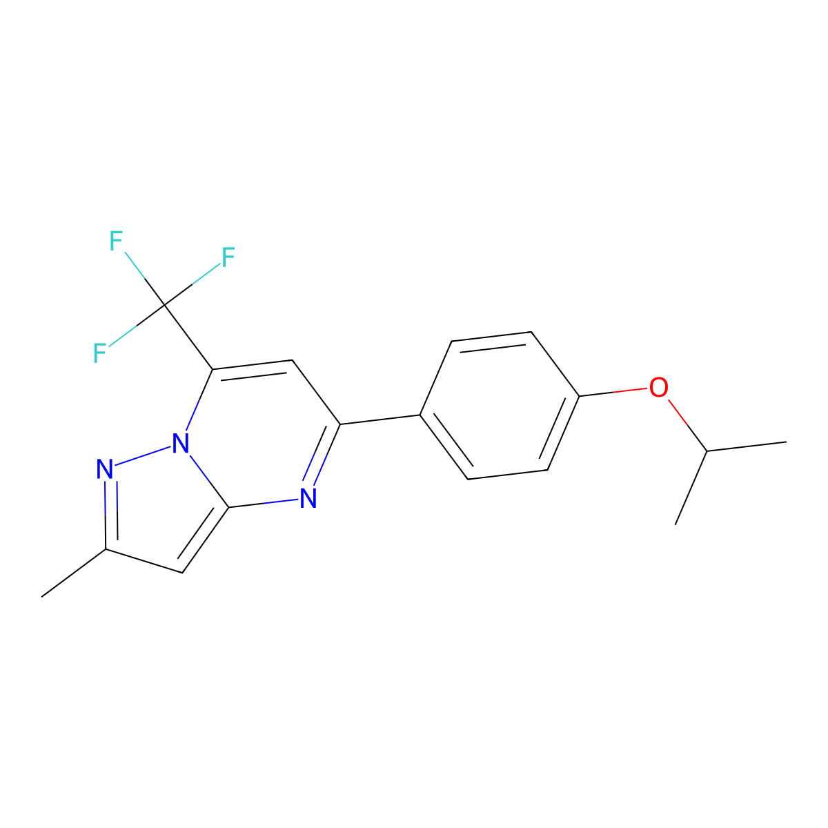 2-Methyl-5-(4-propan-2-yloxyphenyl)-7-(trifluoromethyl)pyrazolo[1,5-a]pyrimidine molecular structure, CAS 693795-97-0