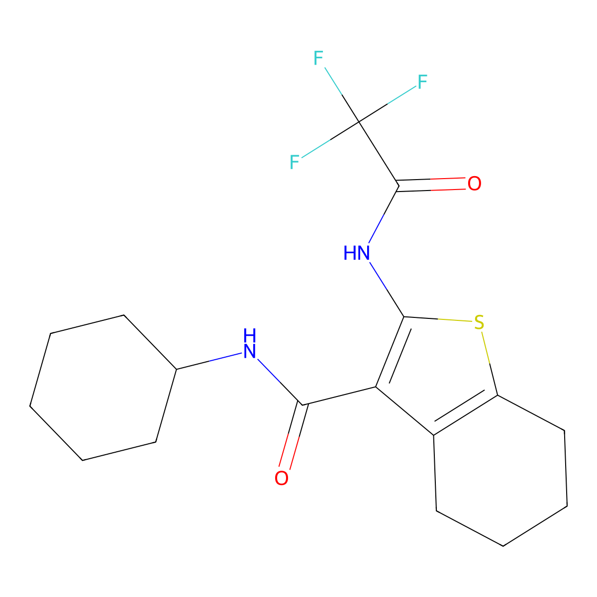 N-cyclohexyl-2-[(trifluoroacetyl)amino]-4,5,6,7-tetrahydro-1-benzothiophene-3-carboxamide molecular structure, CAS 693796-13-3