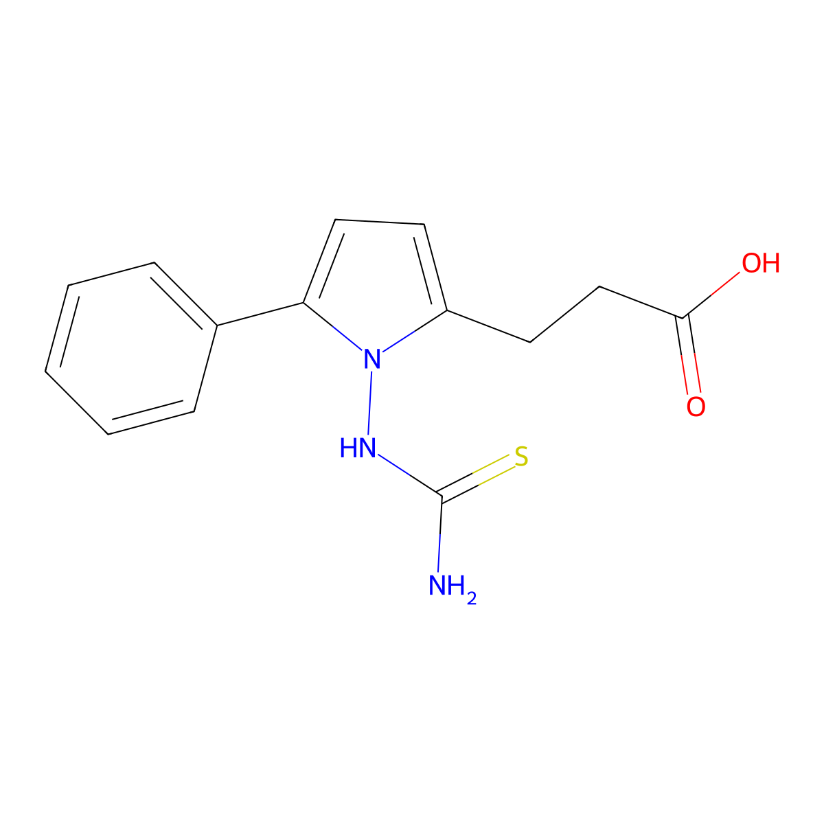 3-[1-(carbamothioylamino)-5-phenyl-1H-pyrrol-2-yl]propanoic acid molecular structure, CAS 693796-24-6