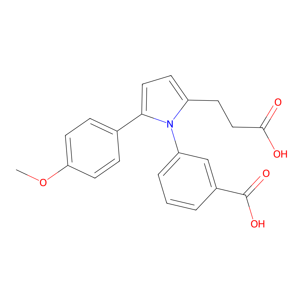 3-[2-(2-carboxyethyl)-5-(4-methoxyphenyl)-1H-pyrrol-1-yl]benzoic acid molecular structure, CAS 693796-32-6