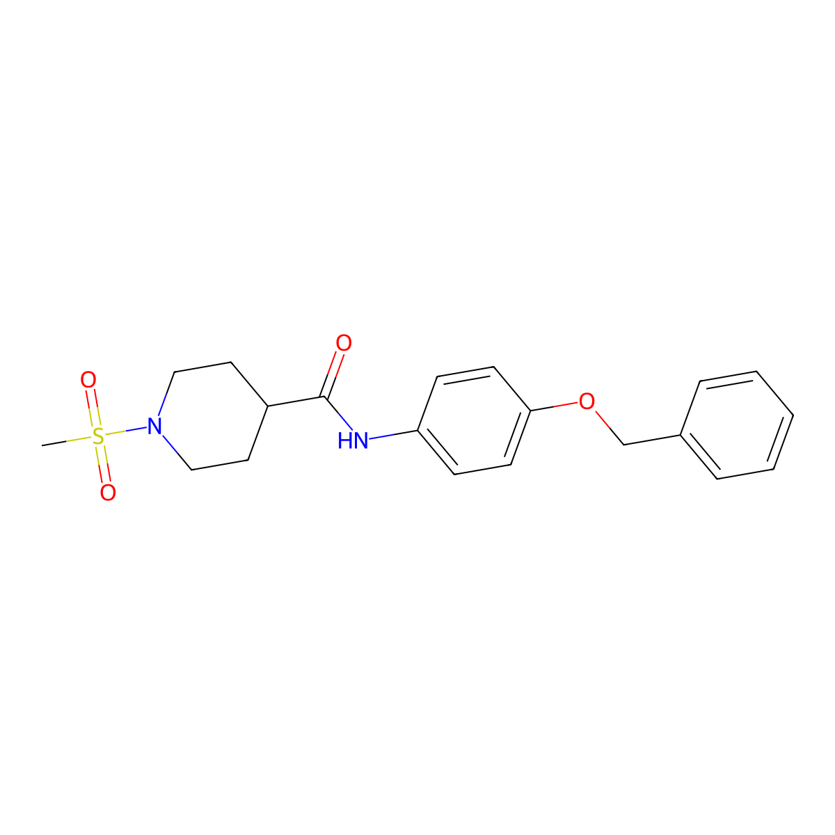 1-methylsulfonyl-N-(4-phenylmethoxyphenyl)piperidine-4-carboxamide molecular structure, CAS 693796-52-0