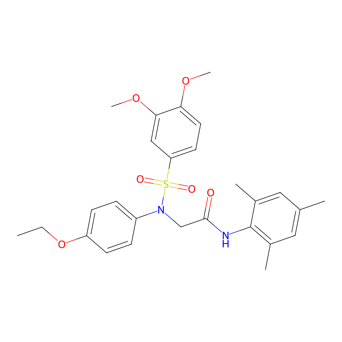 2-(N-(3,4-dimethoxyphenyl)sulfonyl-4-ethoxyanilino)-N-(2,4,6-trimethylphenyl)acetamide molecular structure, CAS 693796-55-3