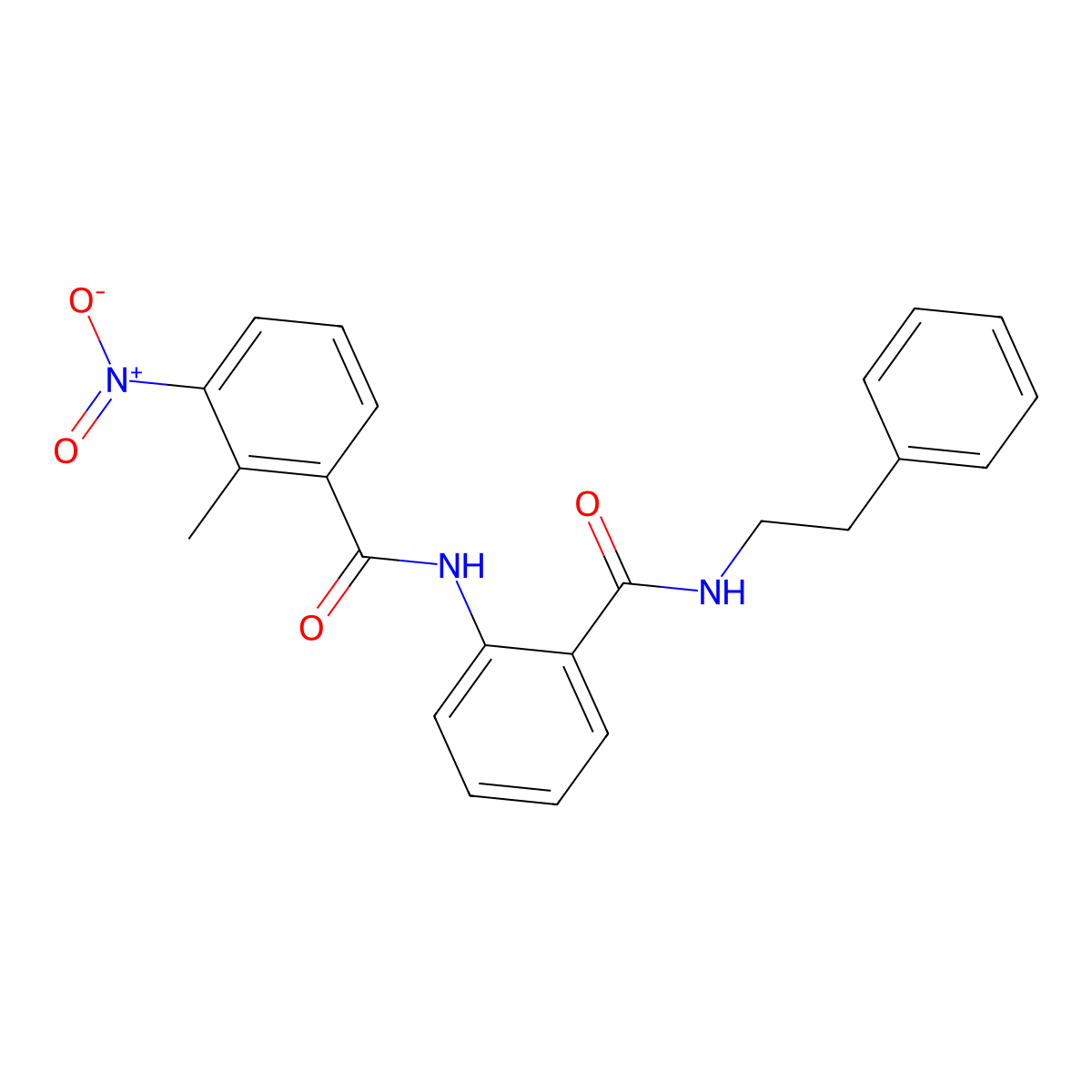 2-methyl-3-nitro-N-{2-[(2-phenylethyl)carbamoyl]phenyl}benzamide molecular structure, CAS 693796-63-3