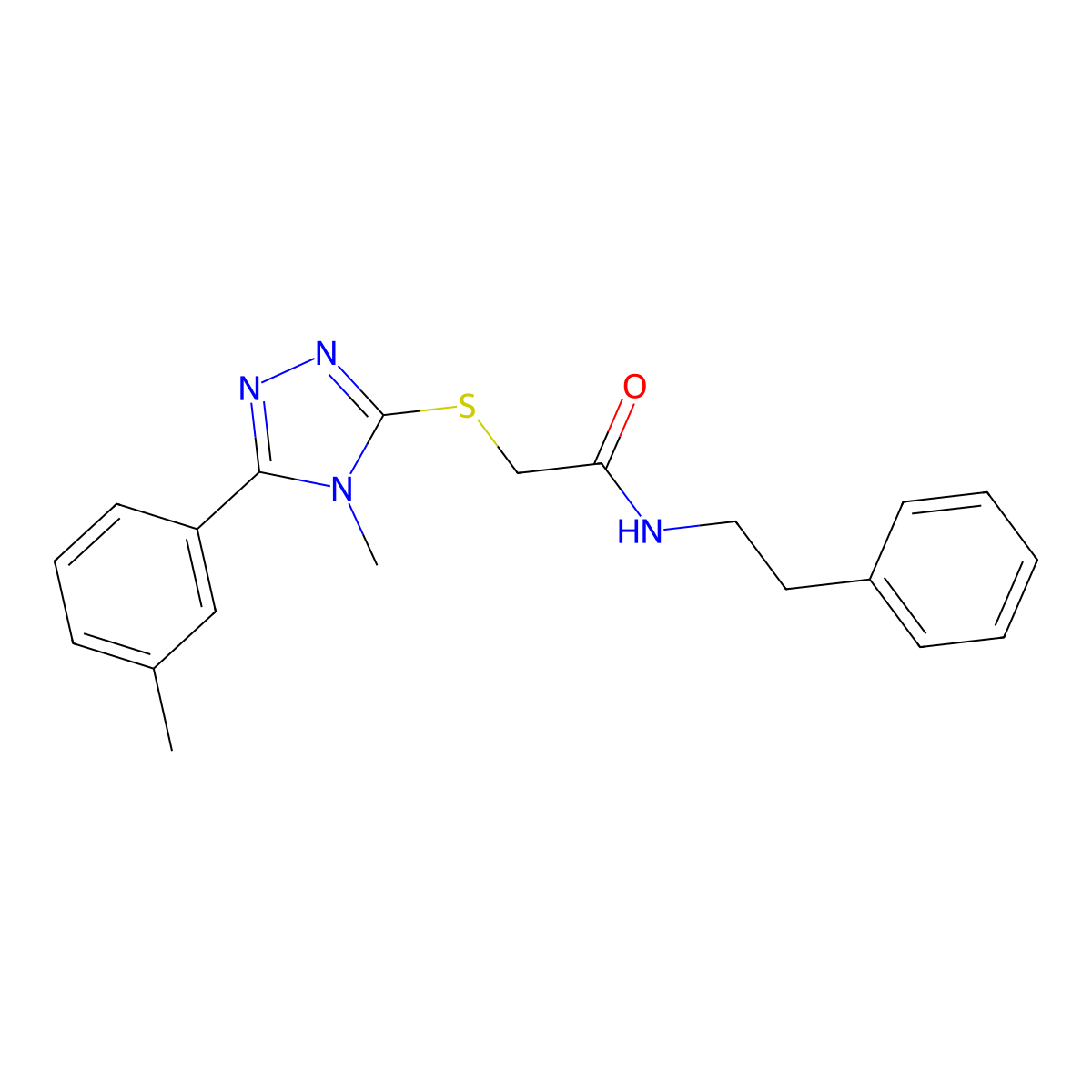 2-{[4-methyl-5-(3-methylphenyl)-4H-1,2,4-triazol-3-yl]sulfanyl}-N-(2-phenylethyl)acetamide molecular structure, CAS 693796-69-9