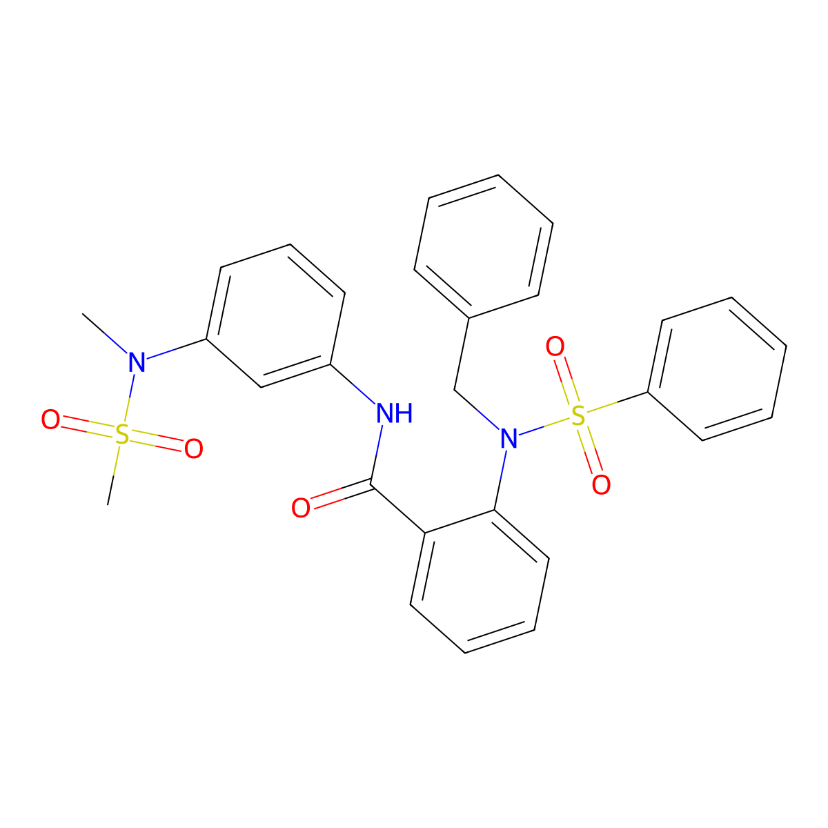 2-[benzenesulfonyl(benzyl)amino]-N-[3-[methyl(methylsulfonyl)amino]phenyl]benzamide molecular structure, CAS 693796-87-1