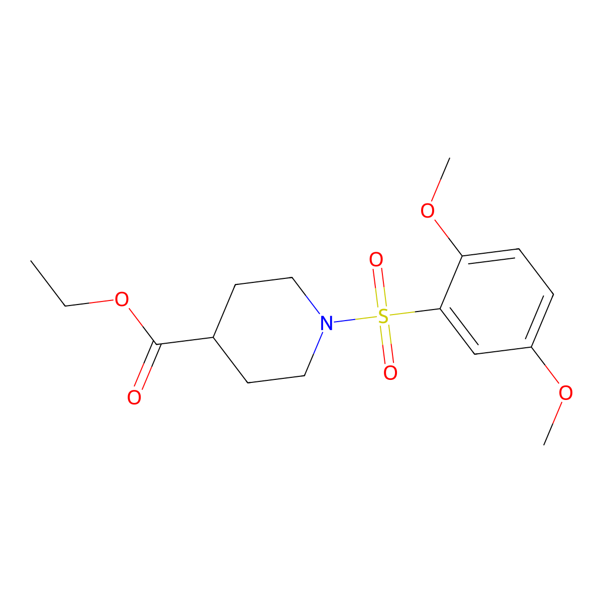 Ethyl 1-(2,5-dimethoxyphenyl)sulfonylpiperidine-4-carboxylate molecular structure, CAS 693796-93-9