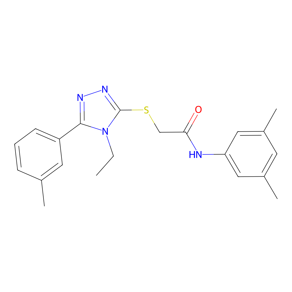 N-(3,5-dimethylphenyl)-2-{[4-ethyl-5-(3-methylphenyl)-4H-1,2,4-triazol-3-yl]sulfanyl}acetamide molecular structure, CAS 693796-99-5