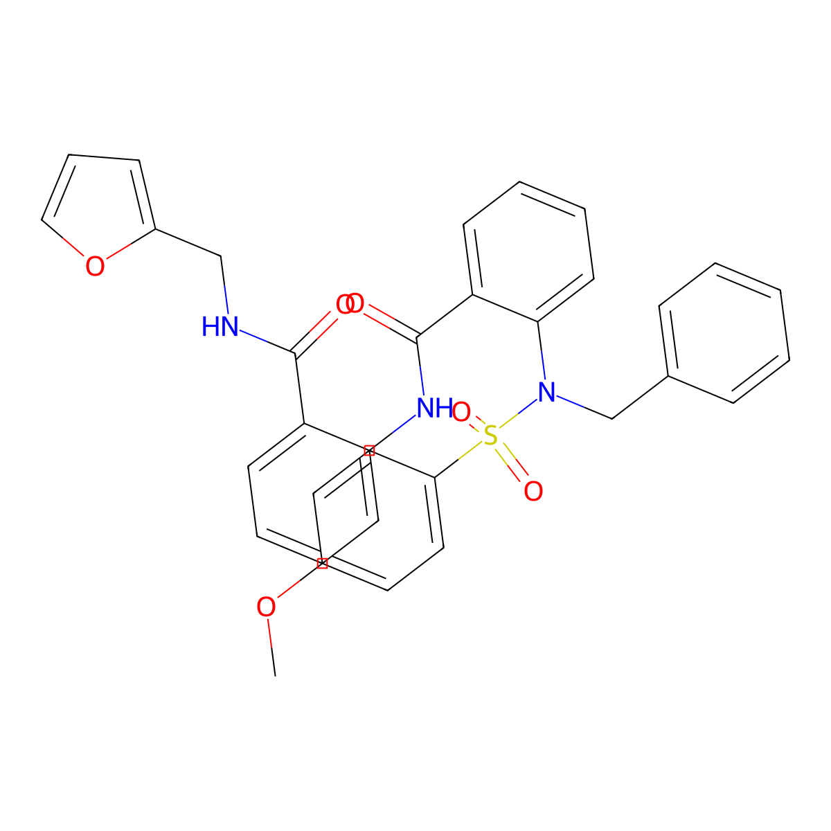 2-[[2-[benzyl-(4-methoxyphenyl)sulfonylamino]benzoyl]amino]-N-(furan-2-ylmethyl)benzamide molecular structure, CAS 693797-14-7