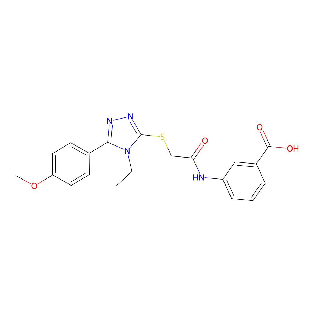 3-[({[4-ethyl-5-(4-methoxyphenyl)-4H-1,2,4-triazol-3-yl]sulfanyl}acetyl)amino]benzoic acid molecular structure, CAS 693797-21-6