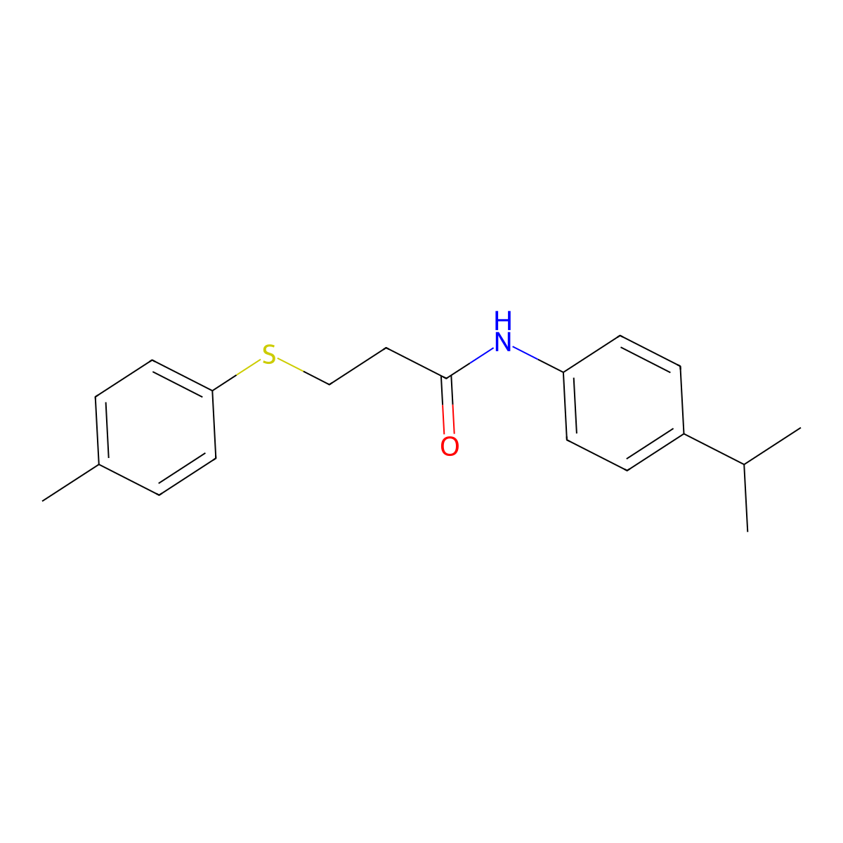 3-(4-methylphenyl)sulfanyl-N-(4-propan-2-ylphenyl)propanamide molecular structure, CAS 693797-23-8