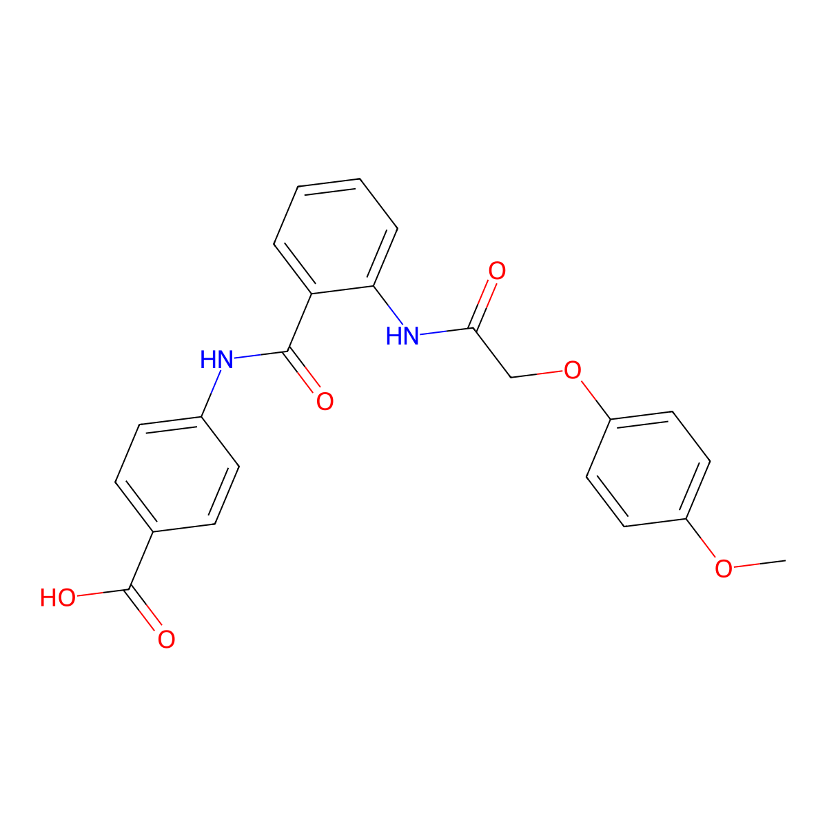 4-{[(2-{[(4-Methoxyphenoxy)acetyl]amino}phenyl)carbonyl]amino}benzoic acid molecular structure, CAS 693797-37-4