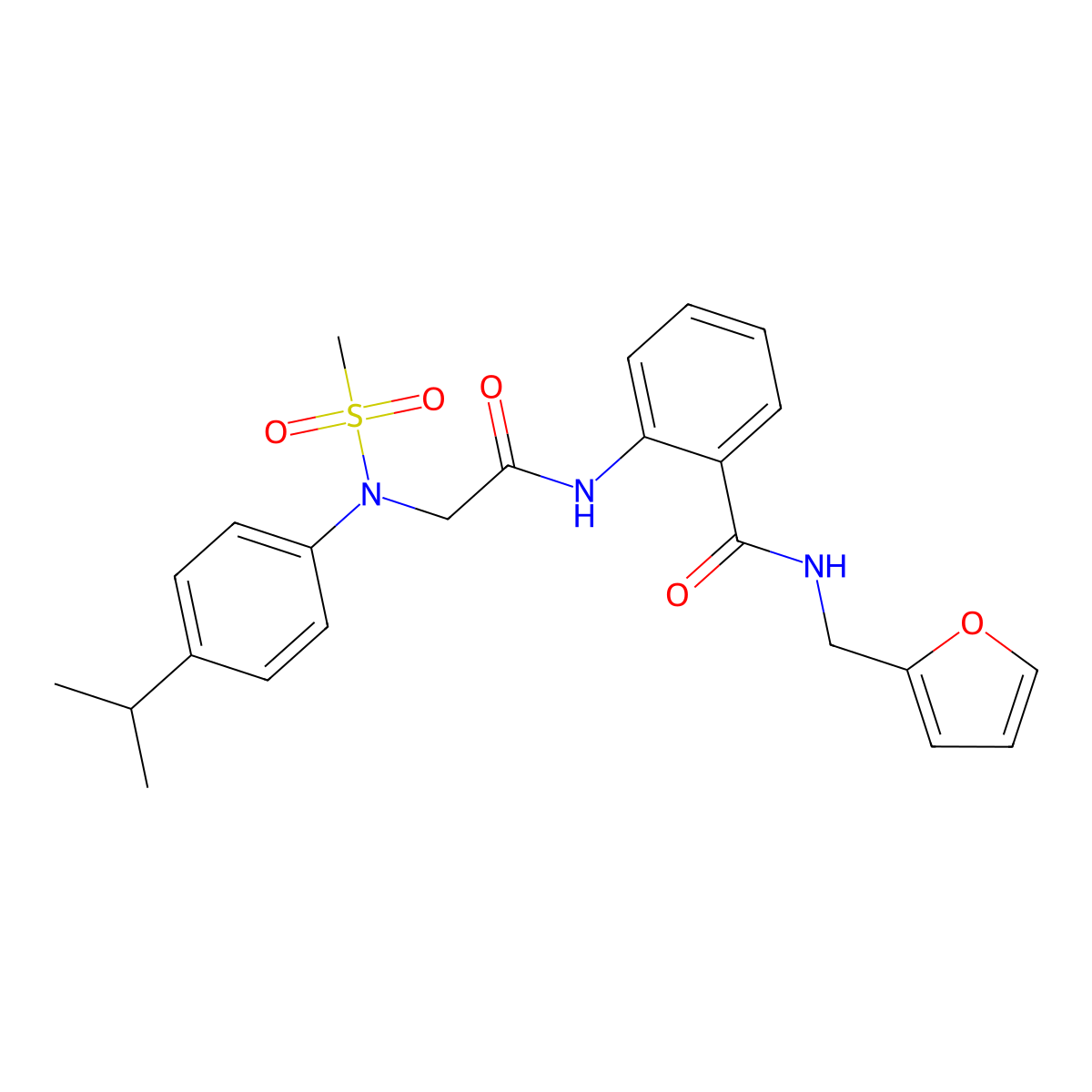 N-(furan-2-ylmethyl)-2-[[2-(N-methylsulfonyl-4-propan-2-ylanilino)acetyl]amino]benzamide molecular structure, CAS 693797-49-8