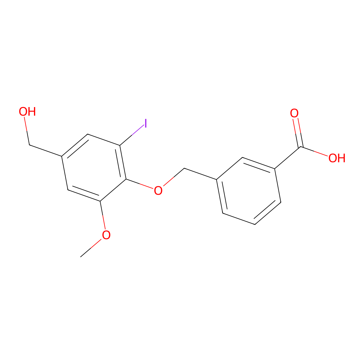3-[[4-(Hydroxymethyl)-2-iodo-6-methoxyphenoxy]methyl]benzoic acid molecular structure, CAS 693797-51-2