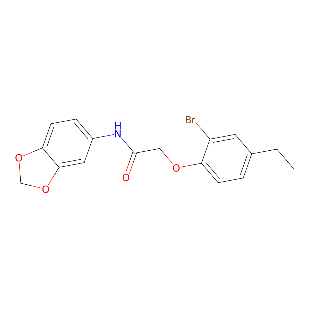 N-(1,3-benzodioxol-5-yl)-2-(2-bromo-4-ethylphenoxy)acetamide molecular structure, CAS 693797-56-7