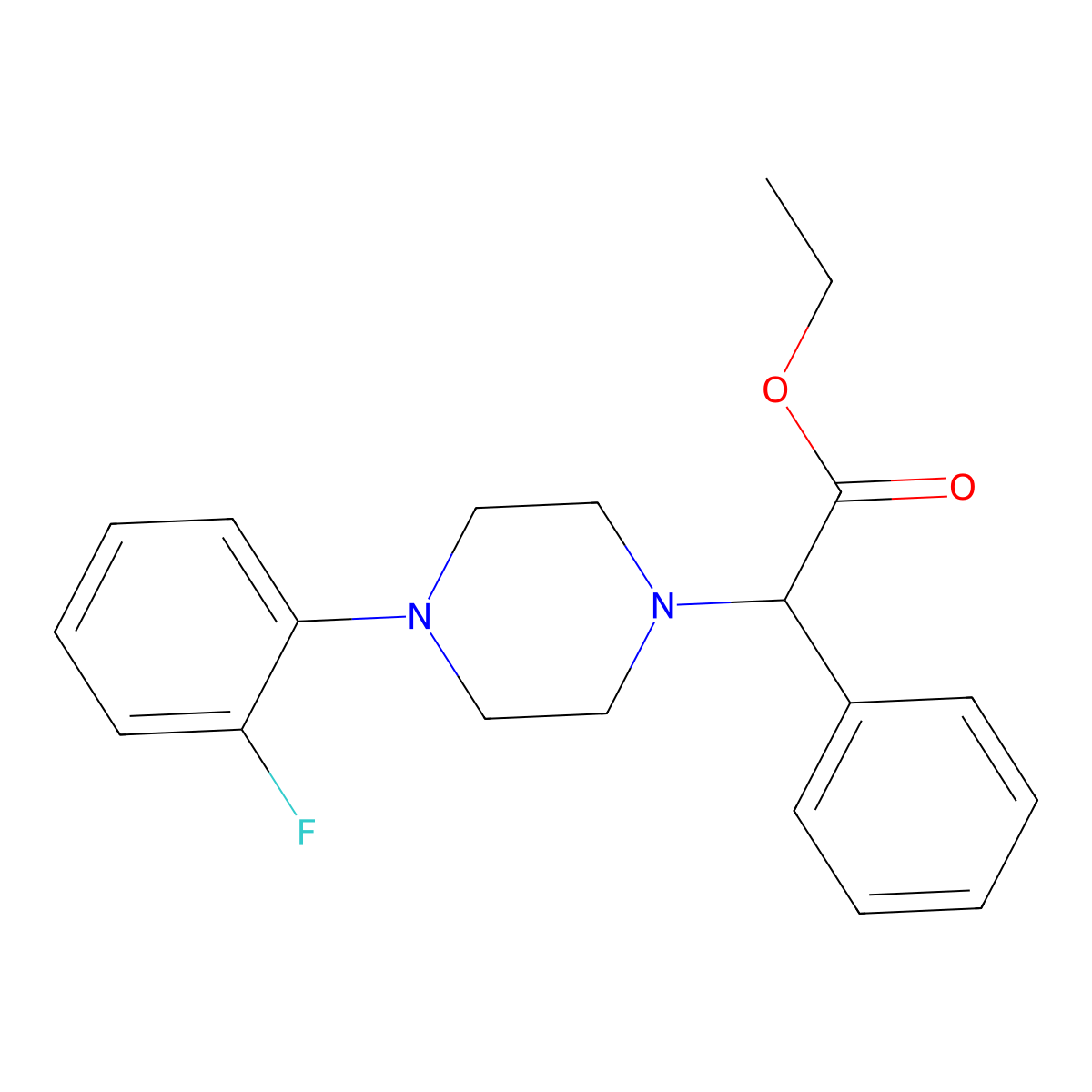 Ethyl 2-[4-(2-fluorophenyl)piperazin-1-yl]-2-phenylacetate molecular structure, CAS 693797-58-9