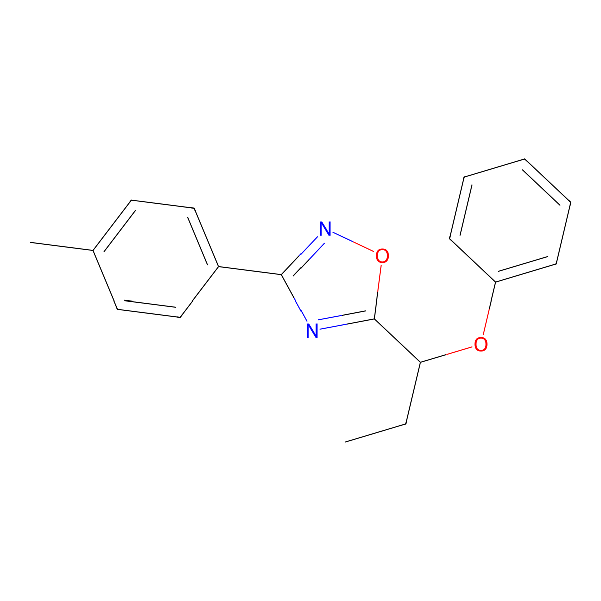 3-(4-Methylphenyl)-5-(1-phenoxypropyl)-1,2,4-oxadiazole molecular structure, CAS 693797-61-4
