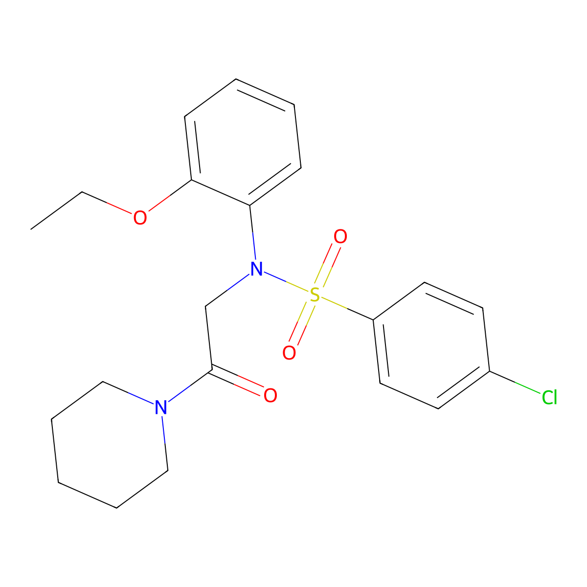 4-chloro-N-(2-ethoxyphenyl)-N-(2-oxo-2-piperidin-1-ylethyl)benzenesulfonamide molecular structure, CAS 693797-71-6