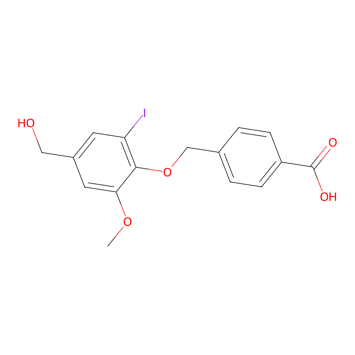 4-{[4-(Hydroxymethyl)-2-iodo-6-methoxyphenoxy]methyl}benzoic acid molecular structure, CAS 693797-74-9