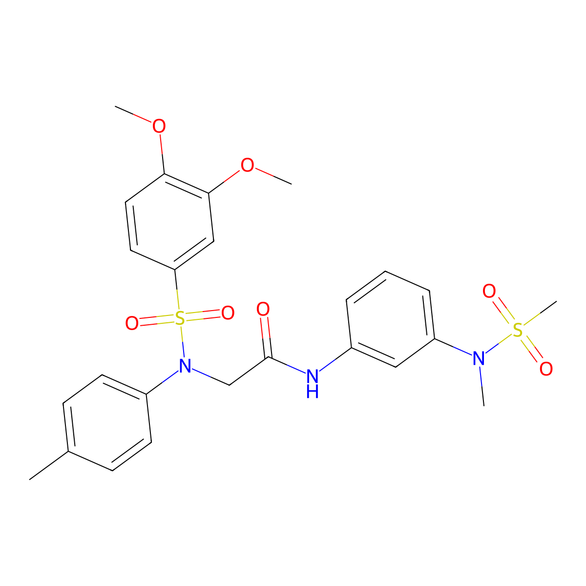 2-(N-(3,4-dimethoxyphenyl)sulfonyl-4-methylanilino)-N-[3-[methyl(methylsulfonyl)amino]phenyl]acetamide molecular structure, CAS 693798-04-8