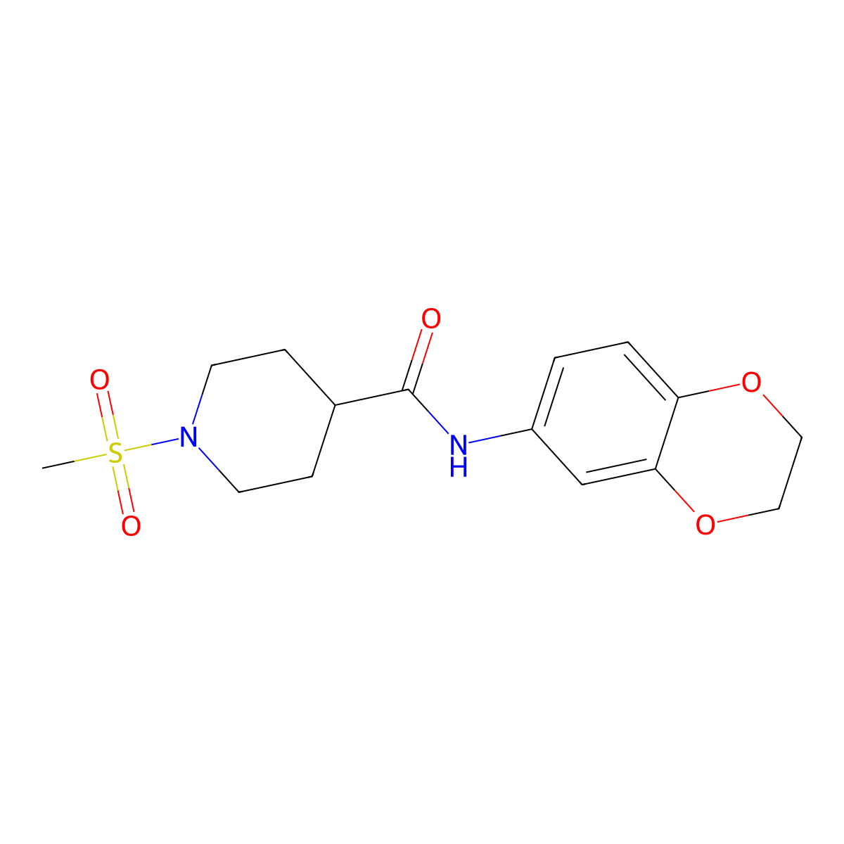 N-(2,3-dihydro-1,4-benzodioxin-6-yl)-1-methylsulfonylpiperidine-4-carboxamide molecular structure, CAS 693798-06-0