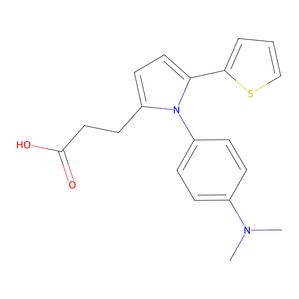 3-{1-[4-(dimethylamino)phenyl]-5-(thiophen-2-yl)-1H-pyrrol-2-yl}propanoic acid molecular structure, CAS 693798-21-9