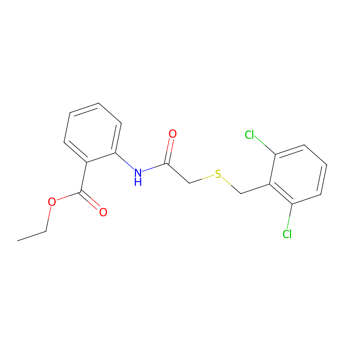 Ethyl 2-({[(2,6-dichlorobenzyl)sulfanyl]acetyl}amino)benzoate molecular structure, CAS 693798-24-2