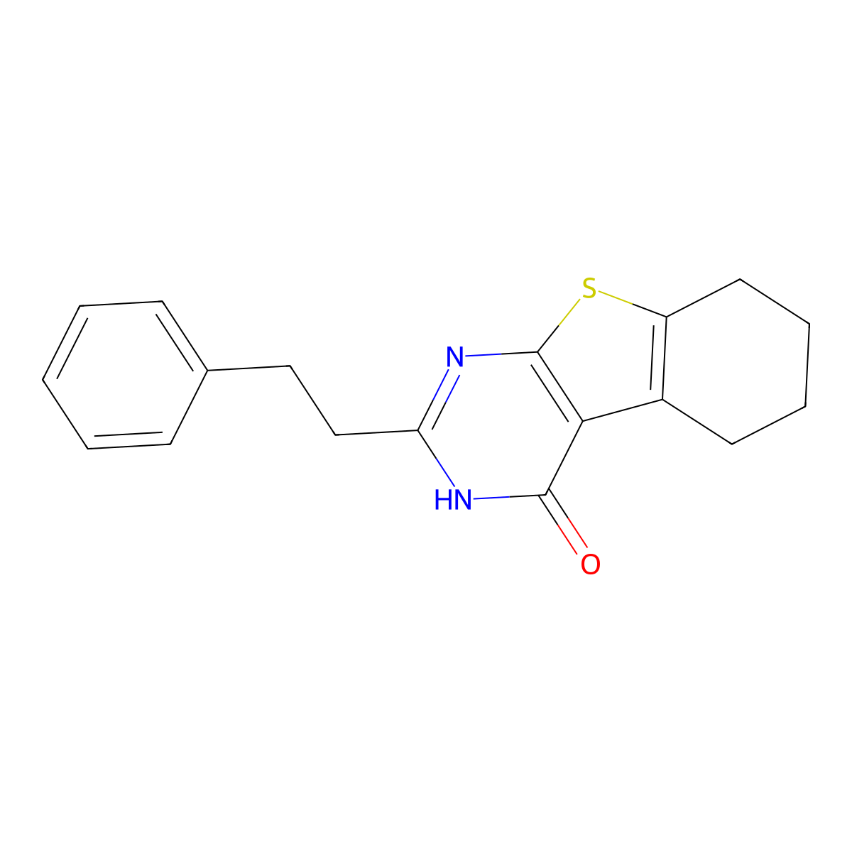 2-Phenethyl-5,6,7,8-tetrahydro-3H-benzo[4,5]thieno[2,3-d]pyrimidin-4-one molecular structure, CAS 693798-31-1