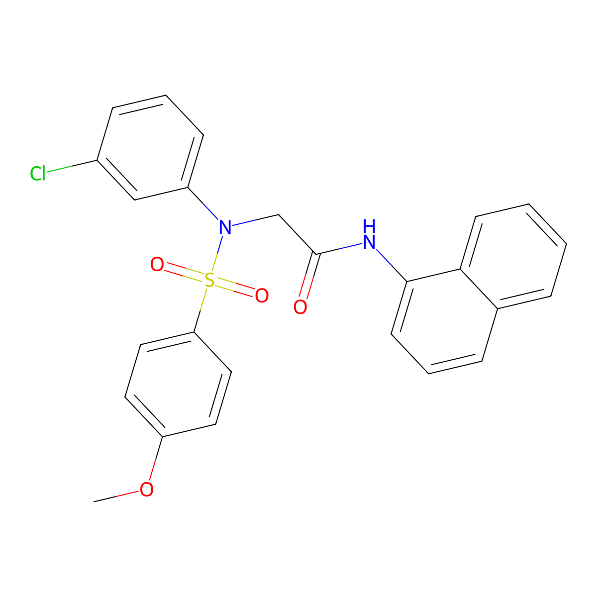 2-(3-chloro-N-(4-methoxyphenyl)sulfonylanilino)-N-naphthalen-1-ylacetamide molecular structure, CAS 693798-38-8