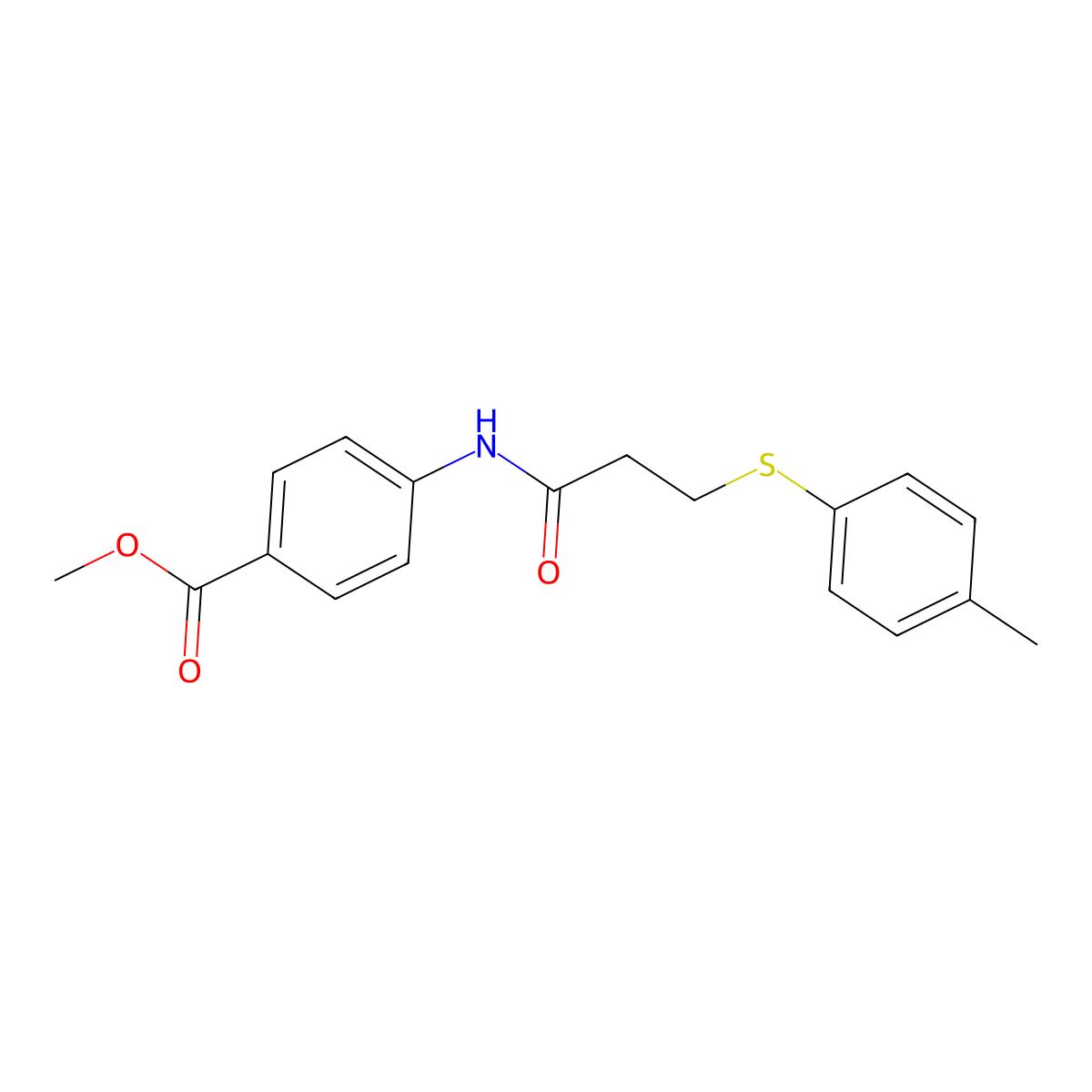 Methyl 4-({3-[(4-methylphenyl)sulfanyl]propanoyl}amino)benzoate molecular structure, CAS 693798-39-9