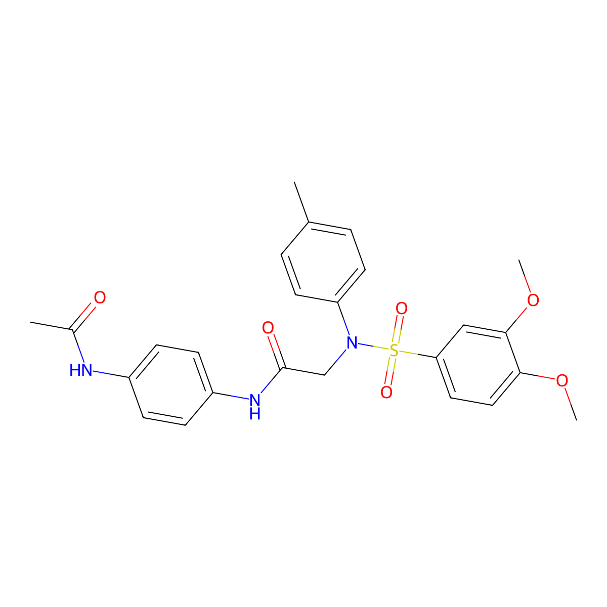 N-(4-acetamidophenyl)-2-(N-(3,4-dimethoxyphenyl)sulfonyl-4-methylanilino)acetamide molecular structure, CAS 693798-42-4
