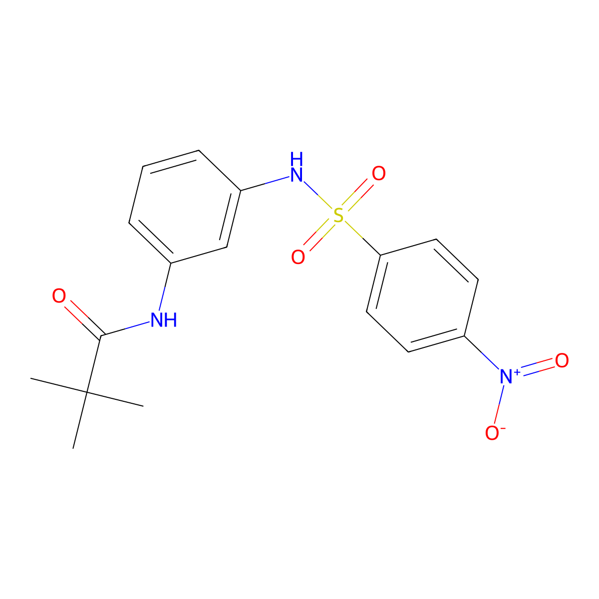 2,2-dimethyl-N-[3-[(4-nitrophenyl)sulfonylamino]phenyl]propanamide molecular structure, CAS 693798-46-8