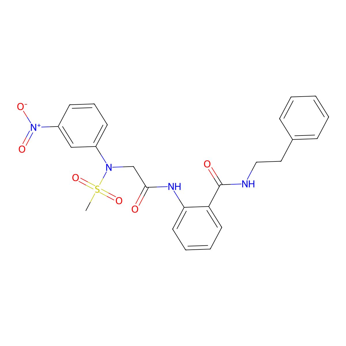 2-{[N-(methylsulfonyl)-N-(3-nitrophenyl)glycyl]amino}-N-(2-phenylethyl)benzamide molecular structure, CAS 693798-48-0