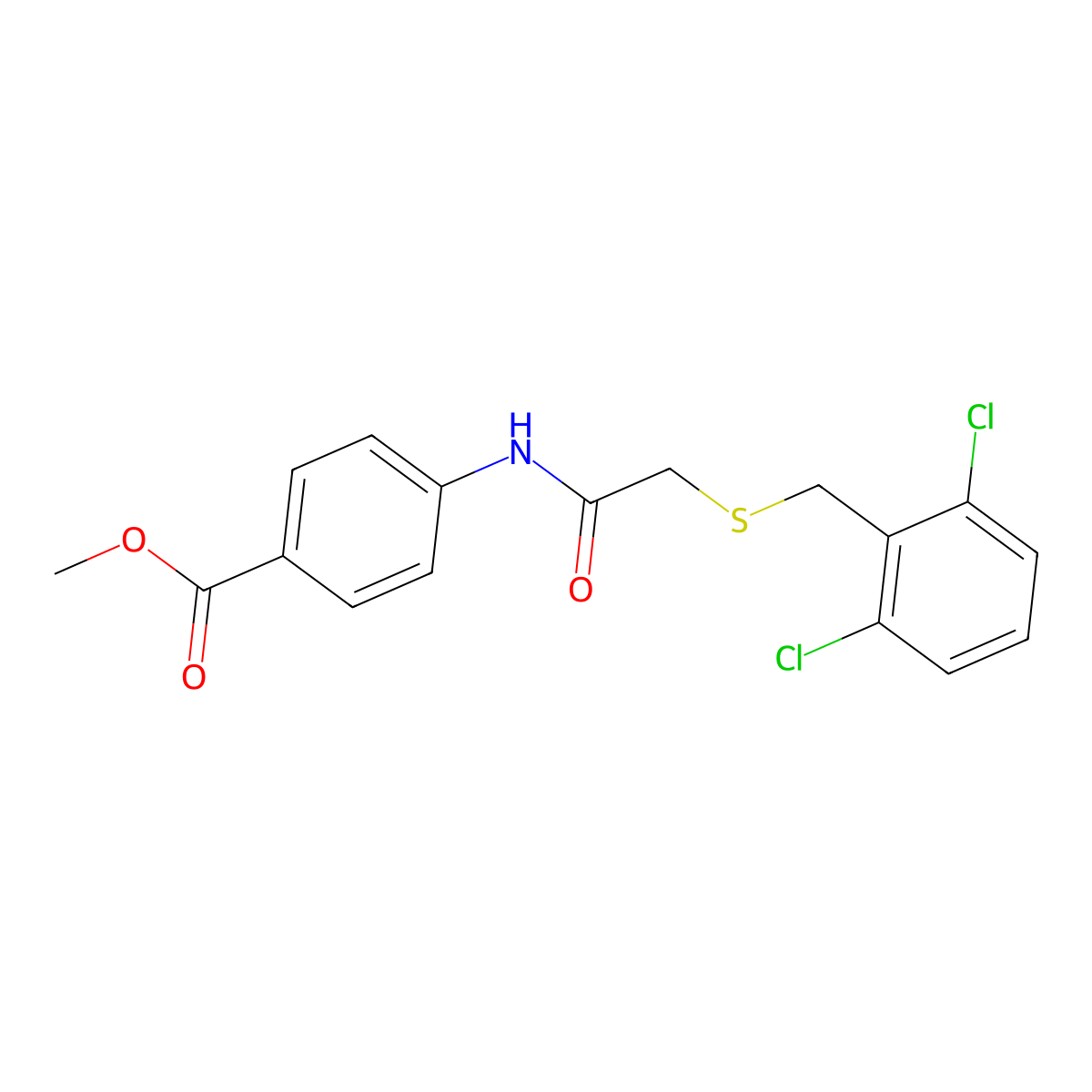 Methyl 4-({[(2,6-dichlorobenzyl)sulfanyl]acetyl}amino)benzoate molecular structure, CAS 693798-67-3