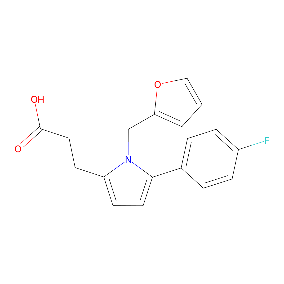 3-[5-(4-Fluorophenyl)-1-(2-furanylmethyl)-2-pyrrolyl]propanoic acid molecular structure, CAS 693798-76-4