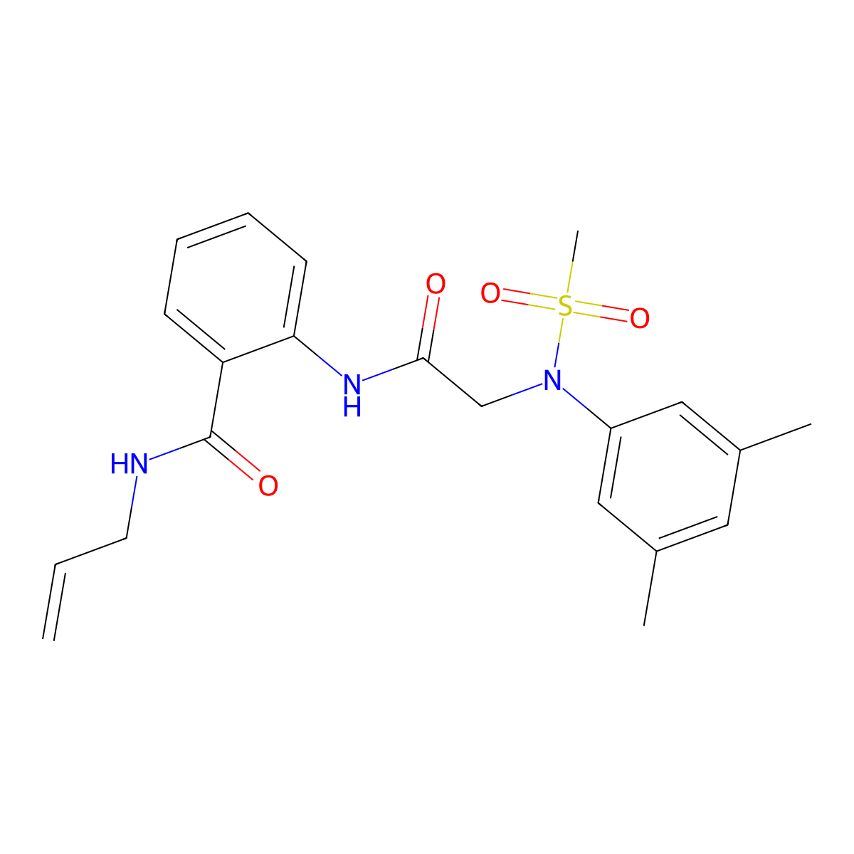 2-[[2-(3,5-dimethyl-N-methylsulfonylanilino)acetyl]amino]-N-prop-2-enylbenzamide molecular structure, CAS 693798-81-1