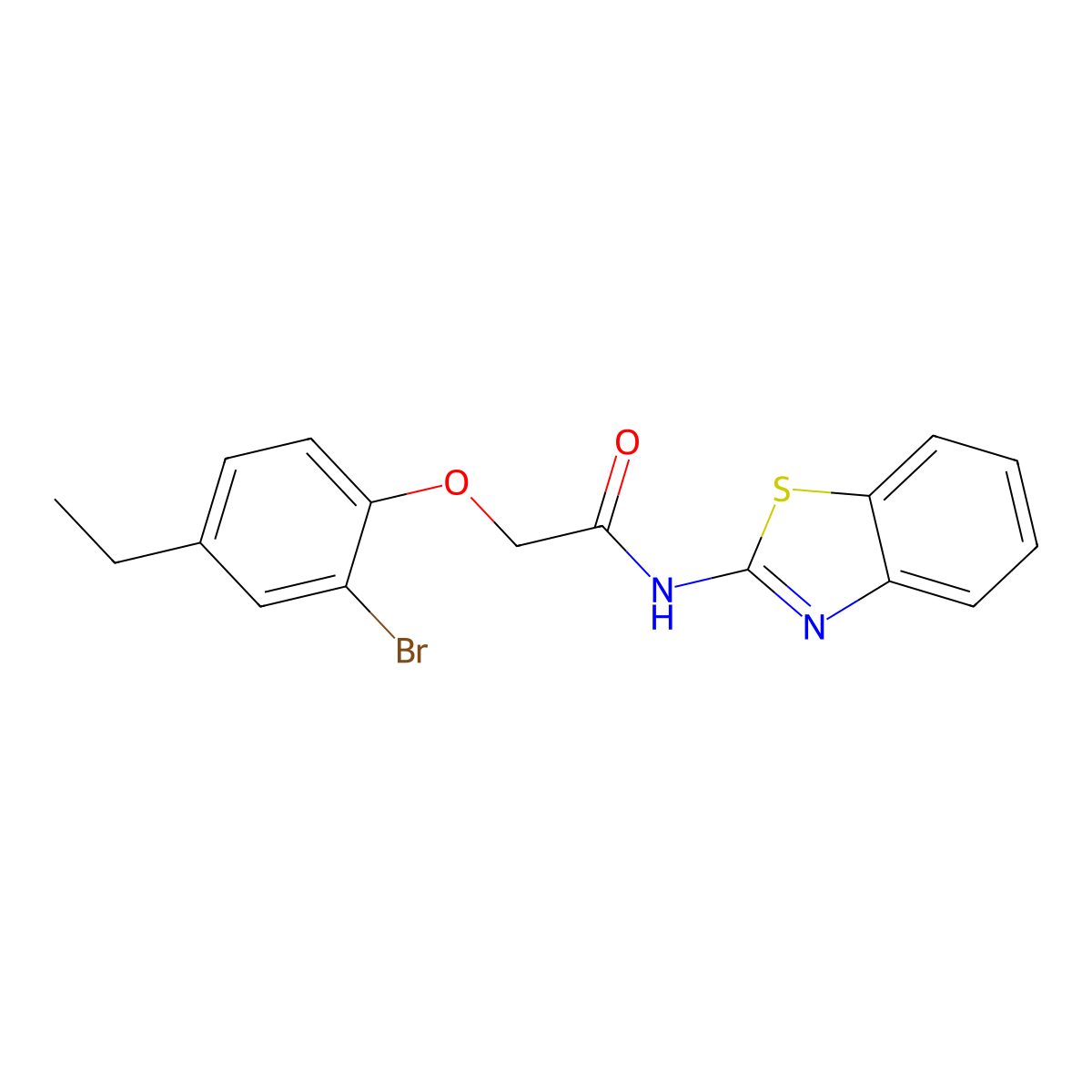 N-(1,3-benzothiazol-2-yl)-2-(2-bromo-4-ethylphenoxy)acetamide molecular structure, CAS 693798-82-2