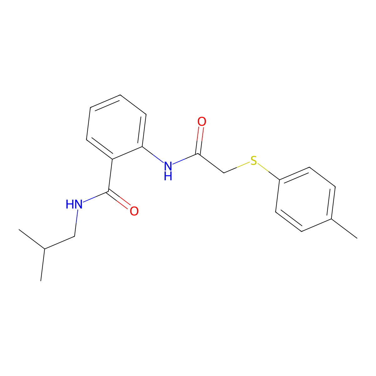 2-({[(4-methylphenyl)sulfanyl]acetyl}amino)-N-(2-methylpropyl)benzamide molecular structure, CAS 693798-95-7
