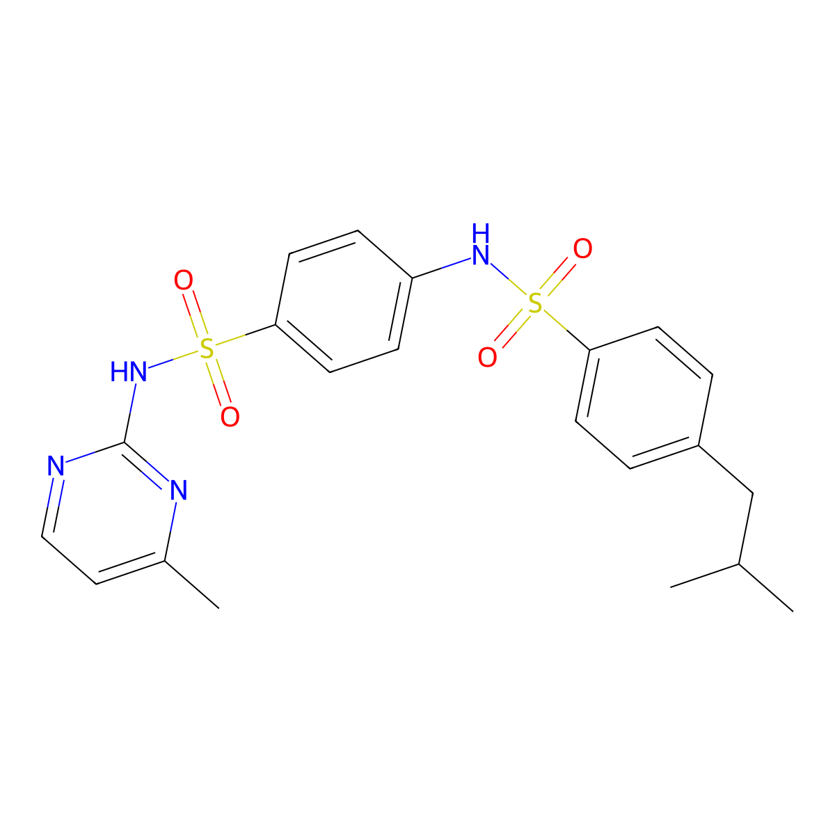 4-isobutyl-N-(4-{[(4-methyl-2-pyrimidinyl)amino]sulfonyl}phenyl)benzenesulfonamide molecular structure, CAS 693799-17-6