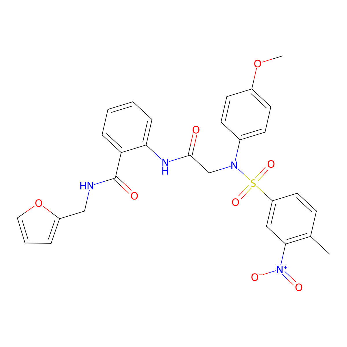 N-(furan-2-ylmethyl)-2-({N-(4-methoxyphenyl)-N-[(4-methyl-3-nitrophenyl)sulfonyl]glycyl}amino)benzamide molecular structure, CAS 693799-88-1