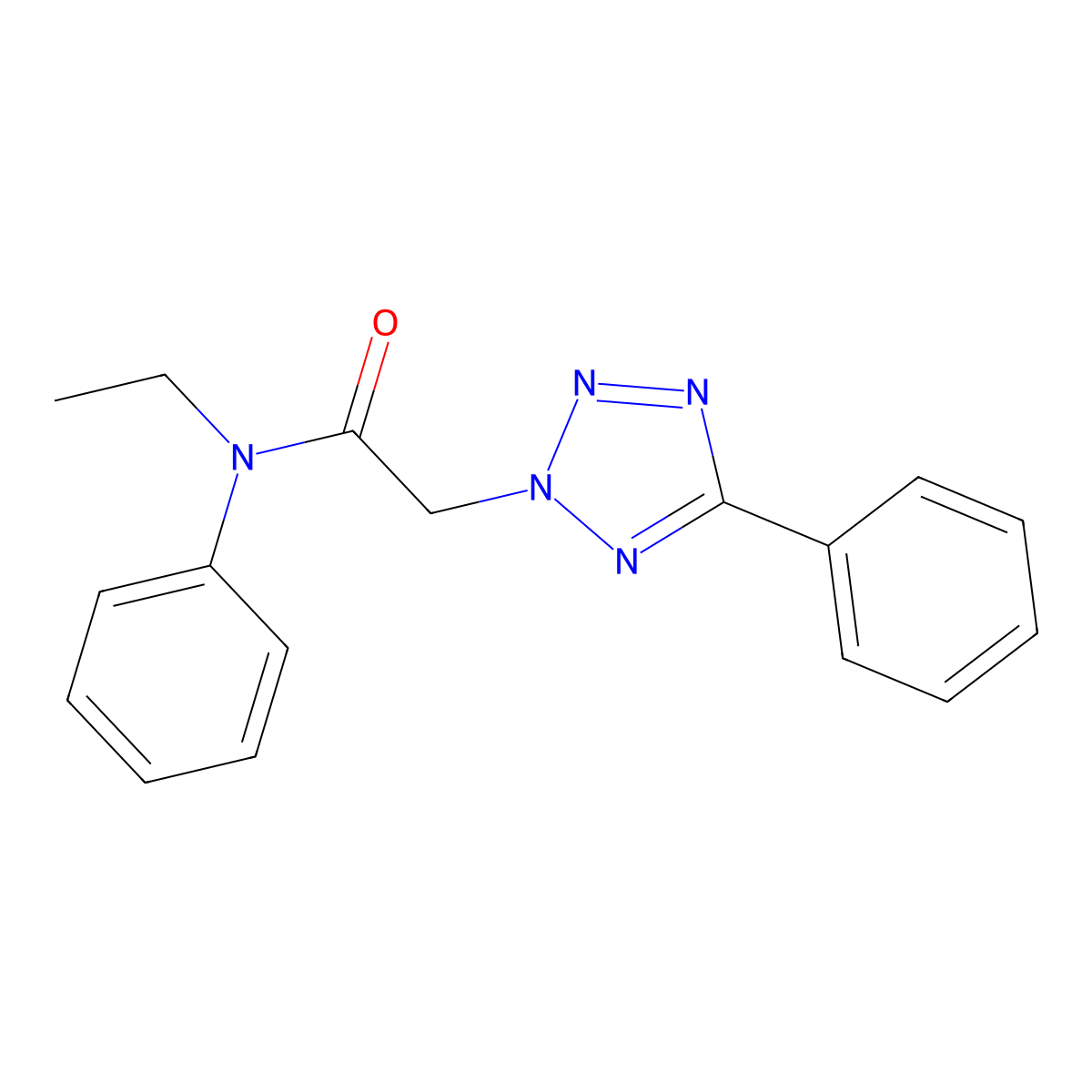 N-ethyl-N-phenyl-2-(5-phenyl-2H-tetrazol-2-yl)acetamide molecular structure, CAS 693799-89-2