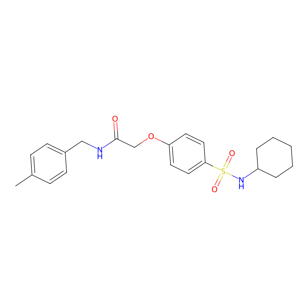 2-[4-(cyclohexylsulfamoyl)phenoxy]-N-(4-methylbenzyl)acetamide molecular structure, CAS 693800-16-7
