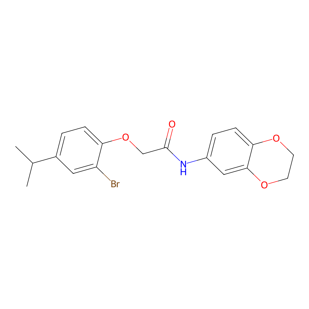 2-(2-bromo-4-propan-2-ylphenoxy)-N-(2,3-dihydro-1,4-benzodioxin-6-yl)acetamide molecular structure, CAS 693804-04-5