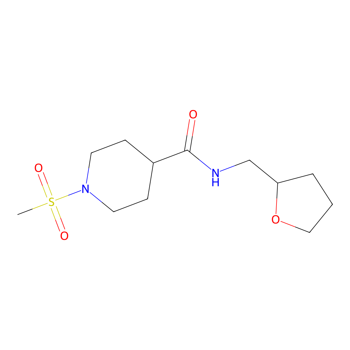 1-methylsulfonyl-N-(oxolan-2-ylmethyl)piperidine-4-carboxamide molecular structure, CAS 693804-06-7