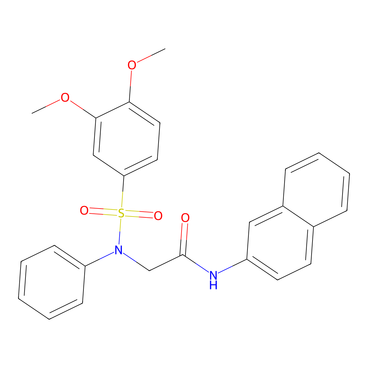 2-(N-(3,4-dimethoxyphenyl)sulfonylanilino)-N-naphthalen-2-ylacetamide molecular structure, CAS 693804-33-0